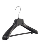 Mantelhanger - Kostuumhanger - Jassenhanger - Kinderen - FG34 - 10 Stuks - Kunststof - Zwart - Gebogen Model - Schouderverbreding 6 cm - Broeklat - 34 cm - Kinderhanger - Kledinghanger - Kleerhanger - FG-Serie