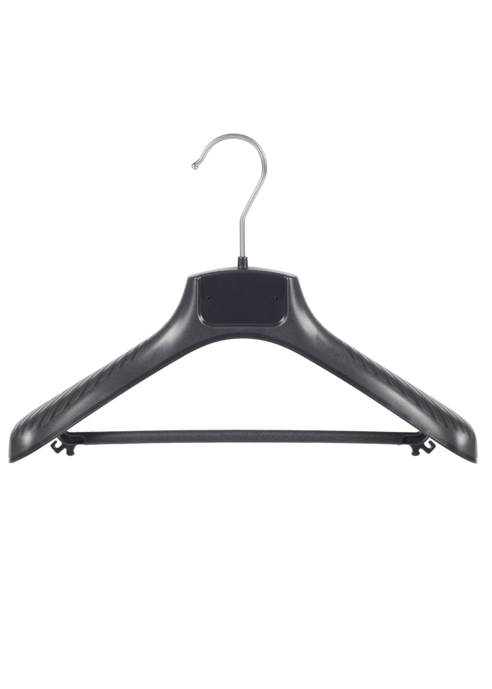 Mantelhanger - Kostuumhanger - Jassenhanger - Kinderen - FG34 - 30 Stuks - Kunststof - Zwart - Gebogen Model - Schouderverbreding 6 cm - Broeklat - 34 cm - Kinderhanger - Kledinghanger - Kleerhanger - FG-Serie