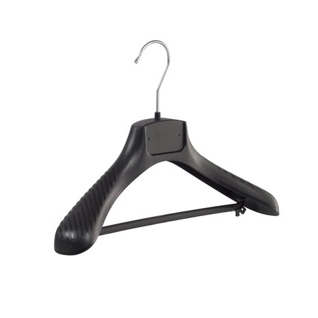 Mantelhanger - Kostuumhanger - Jassenhanger - Kinderen - FG34 - 40 Stuks - Kunststof - Zwart - Gebogen Model - Schouderverbreding 6 cm - Broeklat - 34 cm - Kinderhanger - Kledinghanger - Kleerhanger - FG-Serie