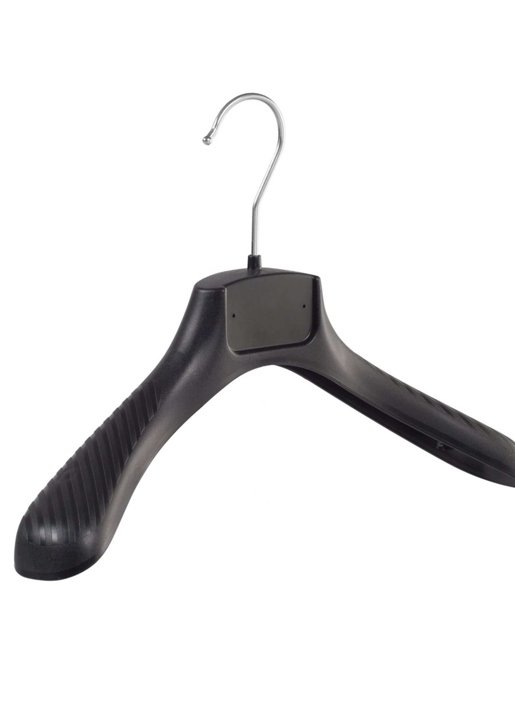 Mantelhanger - Kostuumhanger - Jassenhanger - Kinderen - FG34 - 10 Stuks - Kunststof - Zwart - Gebogen Model - Schouderverbreding 6 cm - 34 cm - Kinderhanger - Kledinghanger - Kleerhanger - FG-Serie