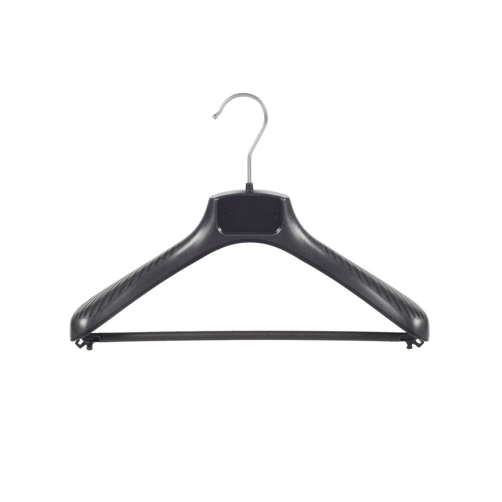 Mantelhanger - Kostuumhanger - Jassenhanger - Kinderen - FG36 - 10 Stuks - Kunststof - Zwart - Gebogen Model - Schouderverbreding 6 cm - Broeklat - 36 cm - Kinderhanger - Kledinghanger - Kleerhanger - FG-Serie