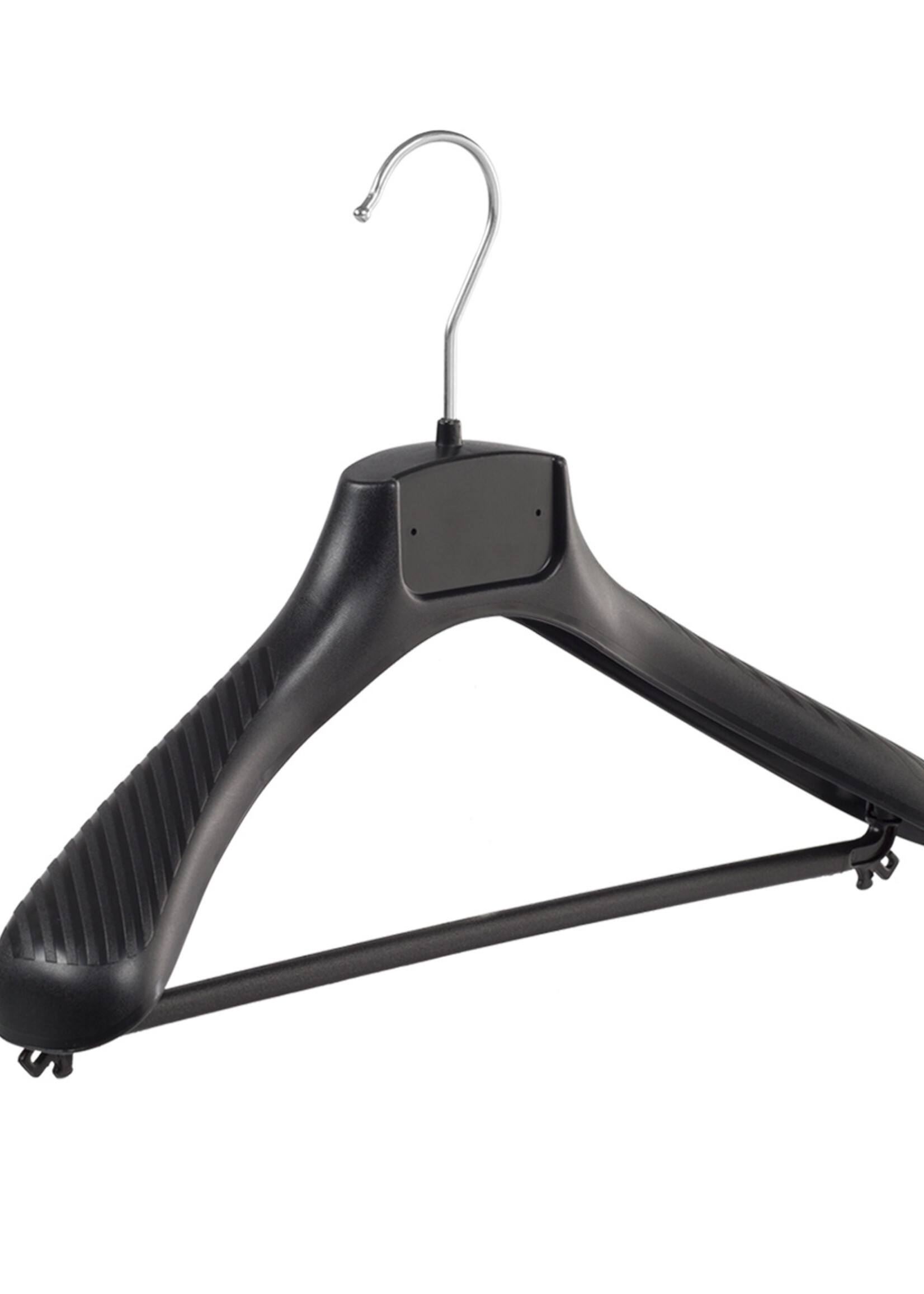 Mantelhanger - Kostuumhanger - Jassenhanger - Kinderen - FG36 - 20 Stuks - Kunststof - Zwart - Gebogen Model - Schouderverbreding 6 cm - Broeklat - 36 cm - Kinderhanger - Kledinghanger - Kleerhanger - FG-Serie