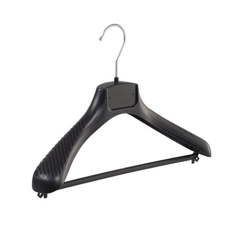 Mantelhanger - Kostuumhanger - Jassenhanger - Kinderen - FG36 - 30 Stuks - Kunststof - Zwart - Gebogen Model - Schouderverbreding 6 cm - Broeklat - 36 cm - Kinderhanger - Kledinghanger - Kleerhanger - FG-Serie