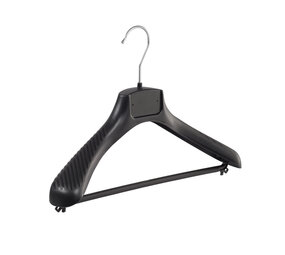 Mantelhanger - Kostuumhanger - Jassenhanger - Kinderen - FG36 - 50 Stuks - Kunststof - Zwart - Gebogen Model - Schouderverbreding 6 cm - Broeklat - 36 cm - Kinderhanger - Kledinghanger - Kleerhanger - FG-Serie