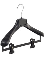 Mantelhanger - Kostuumhanger - Jassenhanger - Kinderen - FG36 - 30 Stuks - Kunststof - Zwart - Gebogen Model - Schouderverbreding 6 cm - Anti-slip Knijpers - 36 cm - Kinderhanger - Kledinghanger - Kleerhanger - FG-Serie