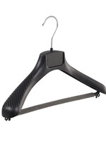Mantelhanger - Kostuumhanger - Jassenhanger - Kinderen - FG36 - 30 Stuks - Kunststof - Zwart - Gebogen Model - Schouderverbreding 6 cm - Broeklat met Schuim - 36 cm - Kinderhanger - Kledinghanger - Kleerhanger - FG-Serie