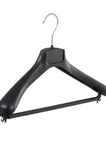 Mantelhanger - Kostuumhanger - Jassenhanger - Volwassenen - FG39 - 40 Stuks - Kunststof - Zwart - Gebogen Model - Schouderverbreding 6 cm - Broeklat - 39 cm - Kledinghanger - Kleerhanger - FG-Serie