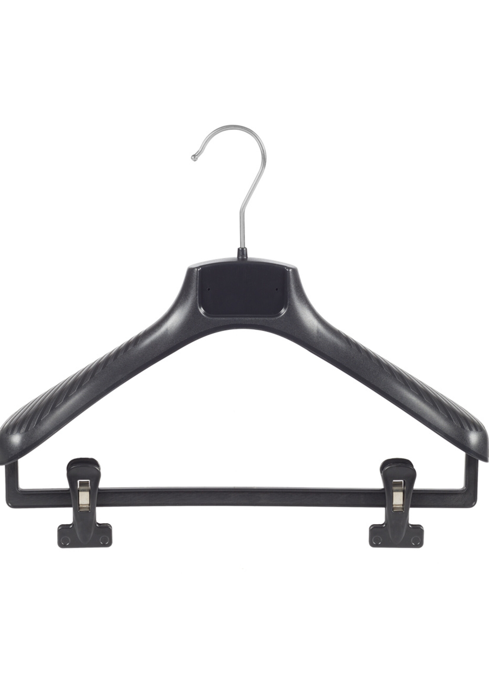 Mantelhanger - Kostuumhanger - Jassenhanger - Volwassenen - FG39 - 30 Stuks - Kunststof - Zwart - Gebogen Model - Schouderverbreding 6 cm - Anti-slip Knijpers - 39 cm - Kledinghanger - Kleerhanger - FG-Serie