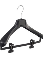 Mantelhanger - Kostuumhanger - Jassenhanger - Volwassenen - FG39 - 40 Stuks - Kunststof - Zwart - Gebogen Model - Schouderverbreding 6 cm - Anti-slip Knijpers - 39 cm - Kledinghanger - Kleerhanger - FG-Serie
