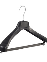 Mantelhanger - Kostuumhanger - Jassenhanger - Volwassenen - FG39 - 40 Stuks - Kunststof - Zwart - Gebogen Model - Schouderverbreding 6 cm - Broeklat met Schuim - 39 cm - Kledinghanger - Kleerhanger - FG-Serie