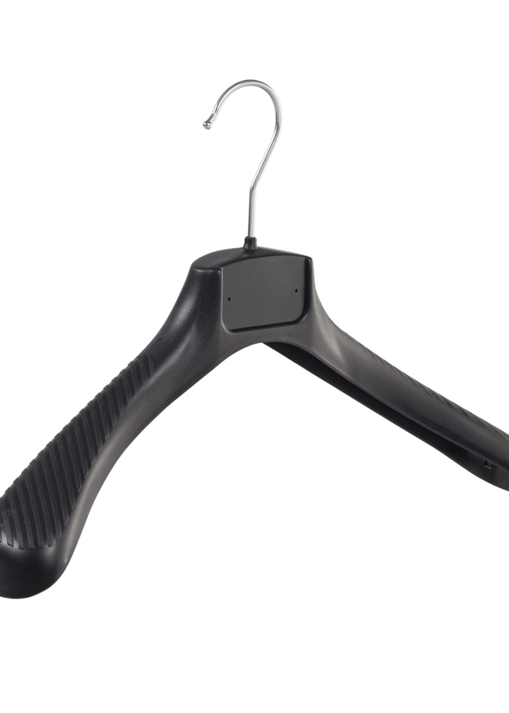 Mantelhanger - Kostuumhanger - Jassenhanger - Volwassenen - FG39 - 10 Stuks - Kunststof - Zwart - Gebogen Model - Schouderverbreding 6 cm - 39 cm - Kledinghanger - Kleerhanger - FG-Serie