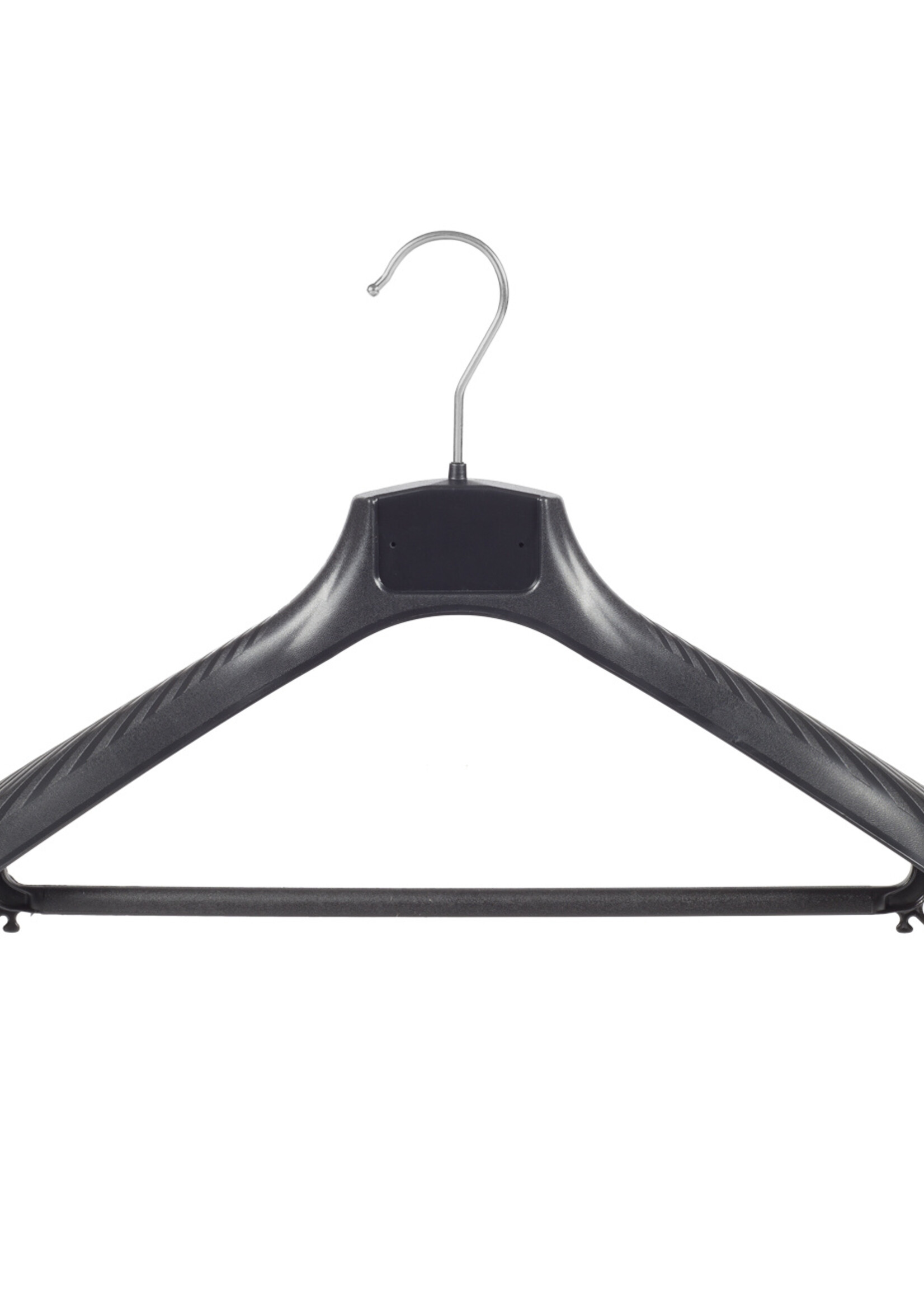 Mantelhanger - Kostuumhanger - Jassenhanger - Volwassenen - FG42 - 30 Stuks - Kunststof - Zwart - Gebogen Model - Schouderverbreding 6 cm - Broeklat - 42 cm - Kledinghanger - Kleerhanger - FG-Serie