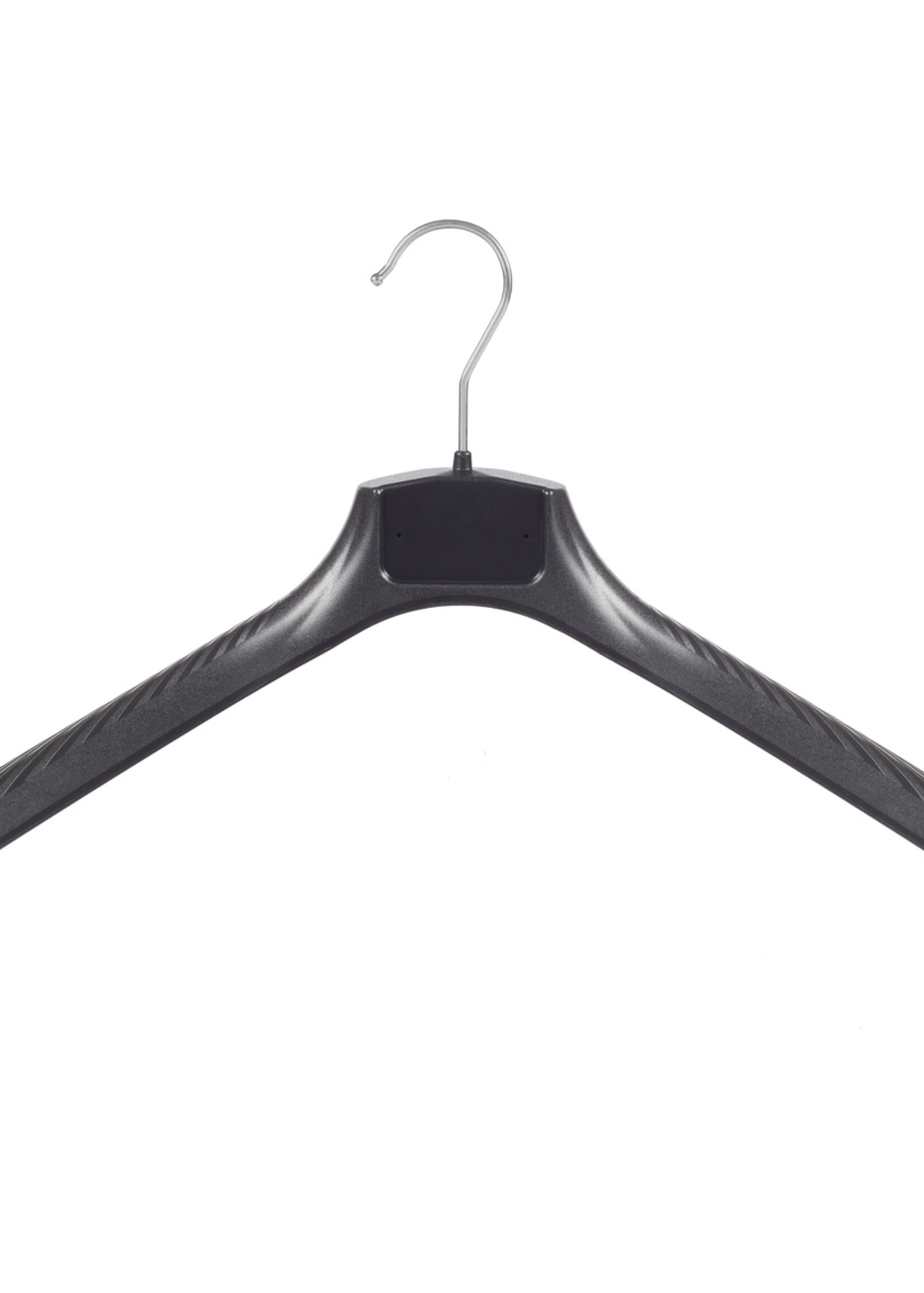 Mantelhanger - Kostuumhanger - Jassenhanger - Volwassenen - FG45 - 10 Stuks - Kunststof - Zwart - Gebogen Model - Schouderverbreding 6 cm - 45 cm - Kledinghanger - Kleerhanger - FG-Serie