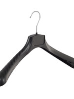 Mantelhanger - Kostuumhanger - Jassenhanger - Volwassenen - FG45 - 40 Stuks - Kunststof - Zwart - Gebogen Model - Schouderverbreding 6 cm - 45 cm - Kledinghanger - Kleerhanger - FG-Serie