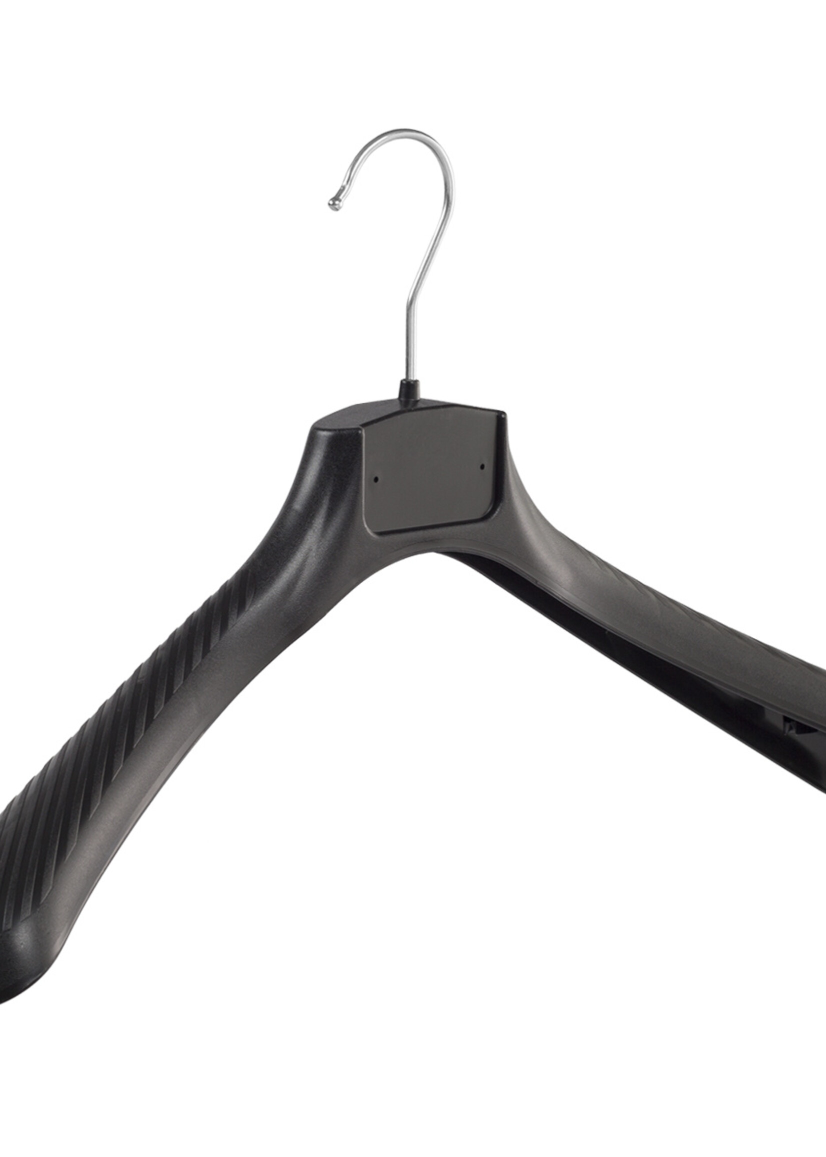 Mantelhanger - Kostuumhanger - Jassenhanger - Volwassenen - FG45 - 40 Stuks - Kunststof - Zwart - Gebogen Model - Schouderverbreding 6 cm - 45 cm - Kledinghanger - Kleerhanger - FG-Serie