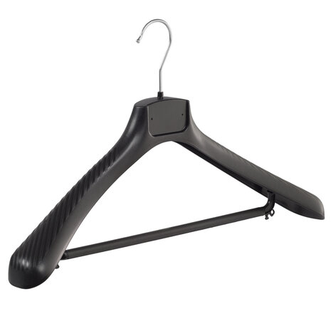 Mantelhanger - Kostuumhanger - Jassenhanger - Volwassenen - FG48 - 10 Stuks - Kunststof - Zwart - Gebogen Model - Schouderverbreding 6 cm - Broeklat - 48 cm - Kledinghanger - Kleerhanger - FG-Serie Mantelhanger - Kostuumhanger - Jassenhanger - Volwassenen - FG48 - 10 Stuks - Kunststof - Zwart - Gebogen Model - Schouderverbreding 6 cm - Broeklat - 48 cm - Kledinghanger - Kleerhanger - FG-Serie
