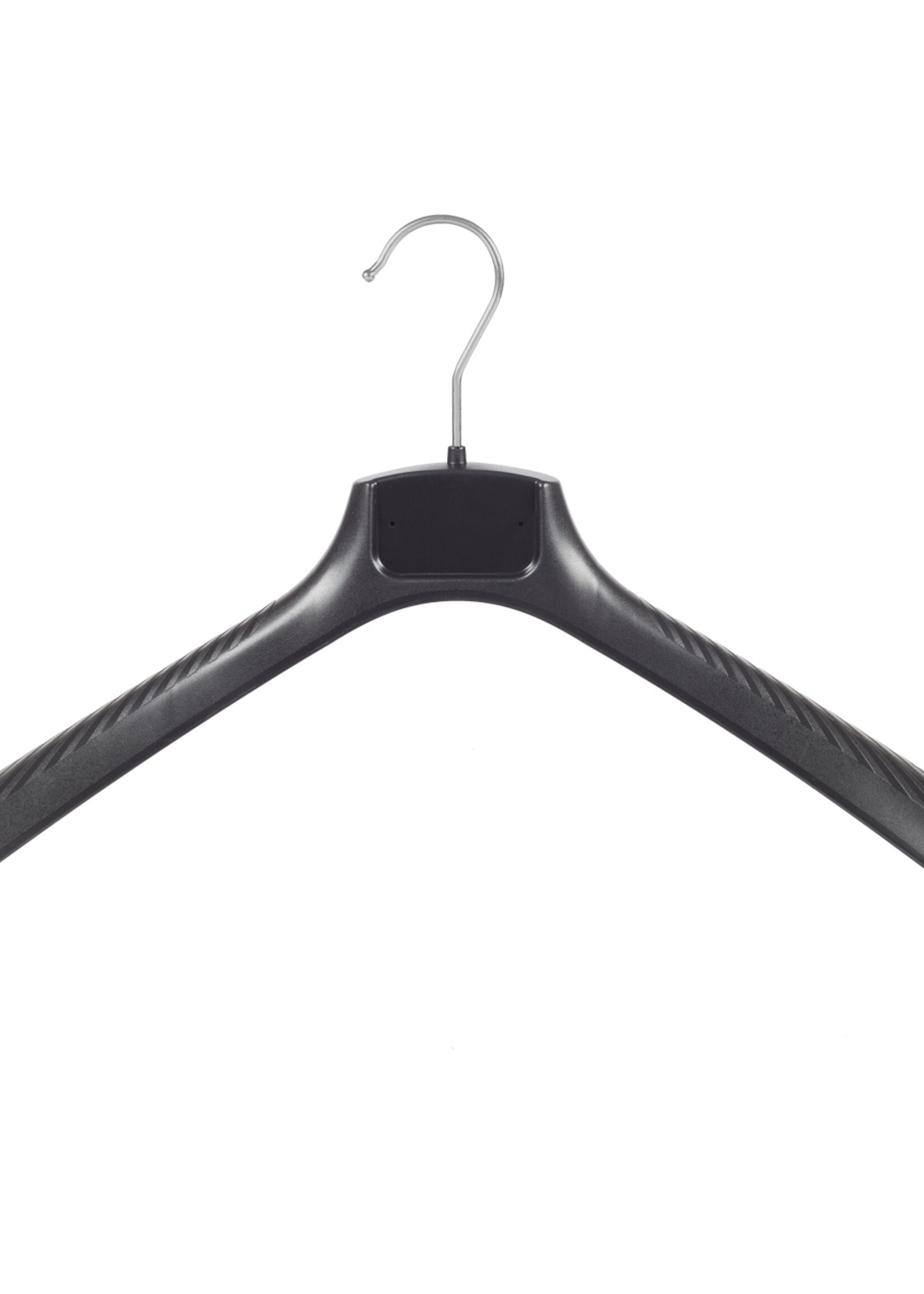 Mantelhanger - Kostuumhanger - Jassenhanger - Volwassenen - FG48 - 10 Stuks - Kunststof - Zwart - Gebogen Model - Schouderverbreding 6 cm - 48 cm - Kledinghanger - Kleerhanger - FG-Serie