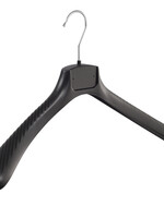 Mantelhanger - Kostuumhanger - Jassenhanger - Volwassenen - FG48 - 20 Stuks - Kunststof - Zwart - Gebogen Model - Schouderverbreding 6 cm - 48 cm - Kledinghanger - Kleerhanger - FG-Serie