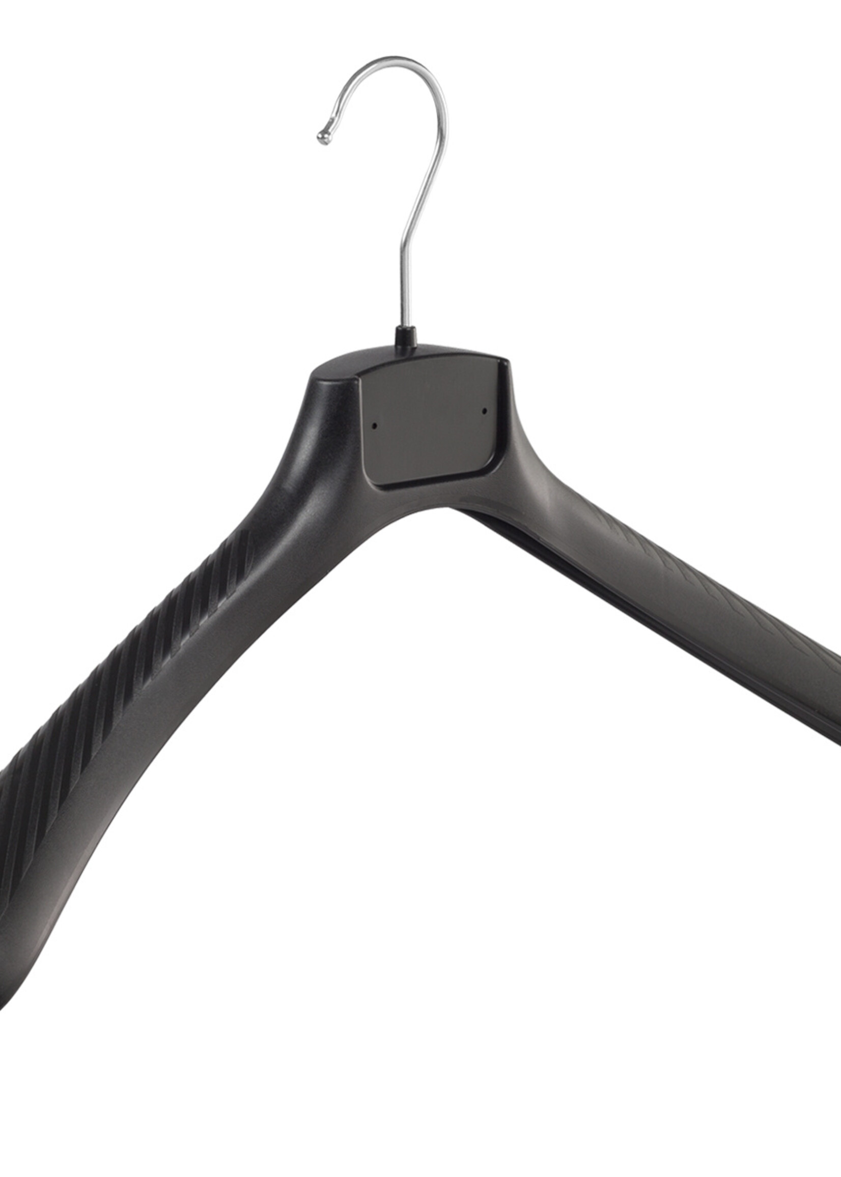 Mantelhanger - Kostuumhanger - Jassenhanger - Volwassenen - FG48 - 40 Stuks - Kunststof - Zwart - Gebogen Model - Schouderverbreding 6 cm - 48 cm - Kledinghanger - Kleerhanger - FG-Serie