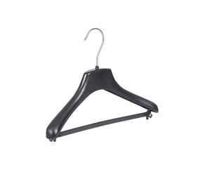 Mantelhanger - Kostuumhanger - Jassenhanger - Kinderen - FR30 - 10 Stuks - Kunststof - Zwart - Gebogen Model - Schouderverbreding 3,3 cm - Broeklat - 30 cm - Kinderhanger - Kledinghanger - Kleerhanger - FR-Serie
