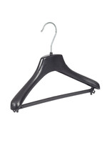 Mantelhanger - Kostuumhanger - Jassenhanger - Kinderen - FR30 - 40 Stuks - Kunststof - Zwart - Gebogen Model - Schouderverbreding 3,3 cm - Broeklat - 30 cm - Kinderhanger - Kledinghanger - Kleerhanger - FR-Serie