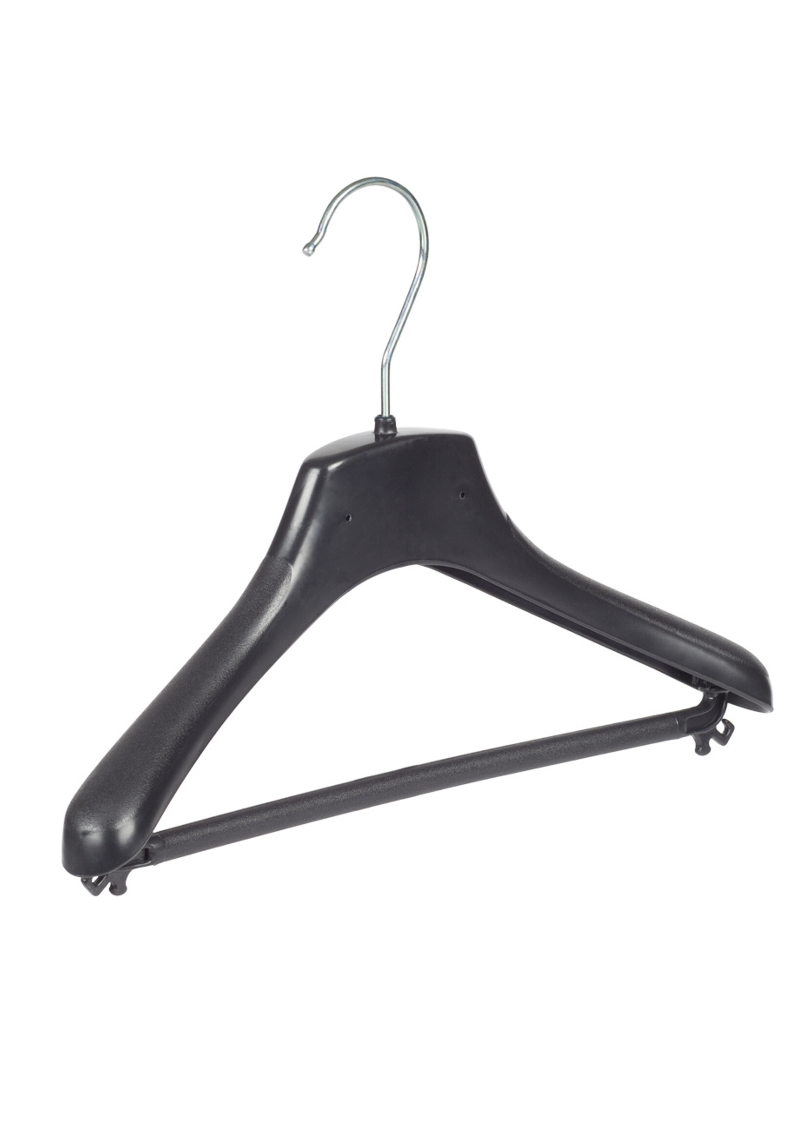 Mantelhanger - Kostuumhanger - Jassenhanger - Kinderen - FR30 - 40 Stuks - Kunststof - Zwart - Gebogen Model - Schouderverbreding 3,3 cm - Broeklat - 30 cm - Kinderhanger - Kledinghanger - Kleerhanger - FR-Serie