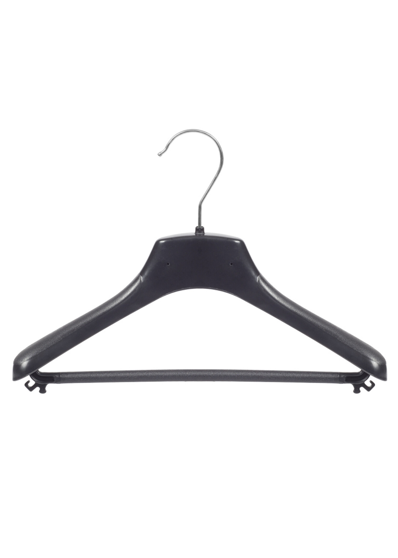 Mantelhanger - Kostuumhanger - Jassenhanger - Kinderen - FR30 - 50 Stuks - Kunststof - Zwart - Gebogen Model - Schouderverbreding 3,3 cm - Broeklat - 30 cm - Kinderhanger - Kledinghanger - Kleerhanger - FR-Serie