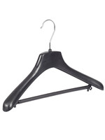 Mantelhanger - Kostuumhanger - Jassenhanger - Kinderen - FR34 - 10 Stuks - Kunststof - Zwart - Gebogen Model - Schouderverbreding 3,3 cm - Broeklat - 34 cm - Kinderhanger - Kledinghanger - Kleerhanger - FR-Serie