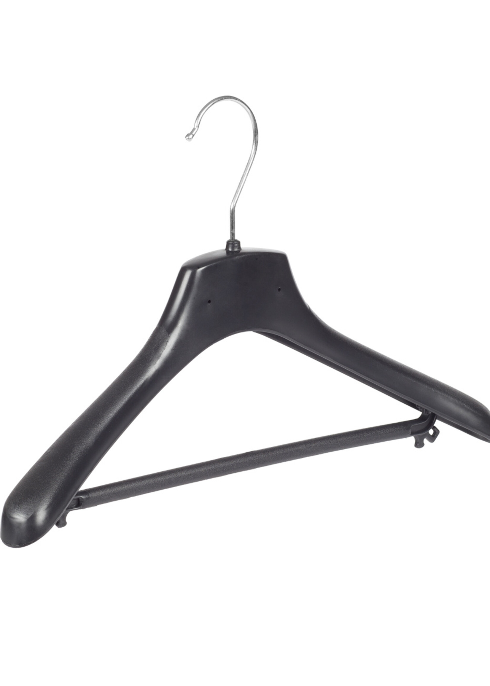 Mantelhanger - Kostuumhanger - Jassenhanger - Kinderen - FR34 - 20 Stuks - Kunststof - Zwart - Gebogen Model - Schouderverbreding 3,3 cm - Broeklat - 34 cm - Kinderhanger - Kledinghanger - Kleerhanger - FR-Serie