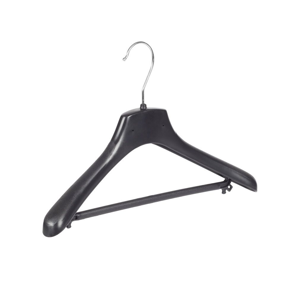 Mantelhanger - Kostuumhanger - Jassenhanger - Kinderen - FR34 - 30 Stuks - Kunststof - Zwart - Gebogen Model - Schouderverbreding 3,3 cm - Broeklat - 34 cm - Kinderhanger - Kledinghanger - Kleerhanger - FR-Serie