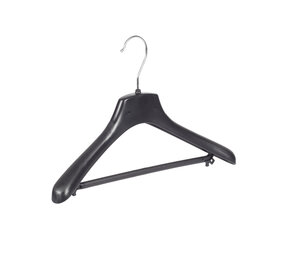 Mantelhanger - Kostuumhanger - Jassenhanger - Kinderen - FR34 - 30 Stuks - Kunststof - Zwart - Gebogen Model - Schouderverbreding 3,3 cm - Broeklat - 34 cm - Kinderhanger - Kledinghanger - Kleerhanger - FR-Serie