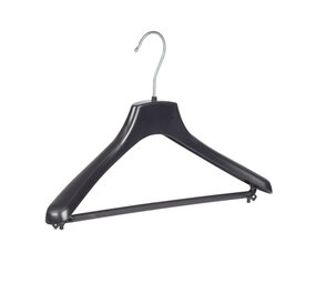 Mantelhanger - Kostuumhanger - Jassenhanger - Volwassenen - FR38 - 40 Stuks - Kunststof - Zwart - Gebogen Model - Schouderverbreding 3,3 cm - Broeklat - 38 cm - Kledinghanger - Kleerhanger - FR-Serie