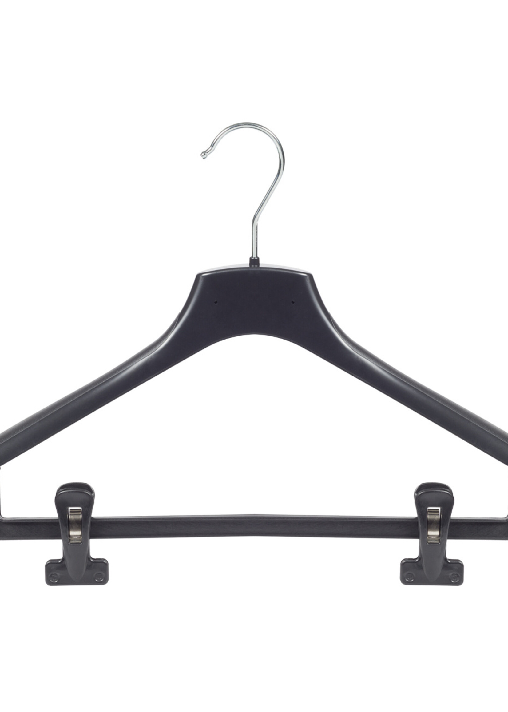 Mantelhanger - Kostuumhanger - Jassenhanger - Volwassenen - FR38 - 30 Stuks - Kunststof - Zwart - Gebogen Model - Schouderverbreding 3,3 cm - Anti-slip Knijpers - 38 cm - Kledinghanger - Kleerhanger - FR-Serie