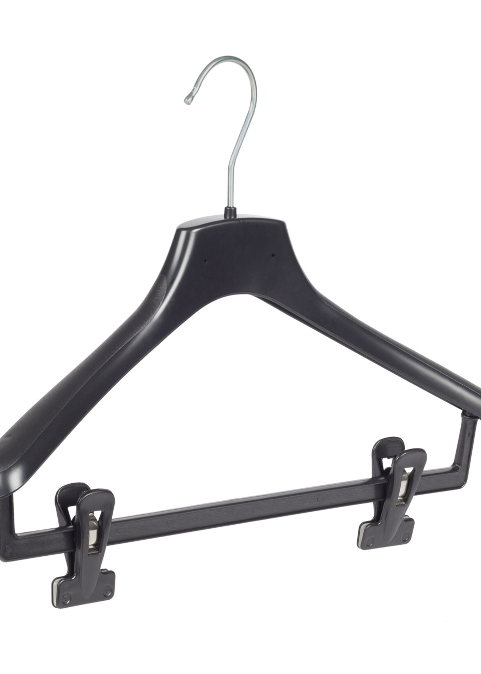 Mantelhanger - Kostuumhanger - Jassenhanger - Volwassenen - FR38 - 40 Stuks - Kunststof - Zwart - Gebogen Model - Schouderverbreding 3,3 cm - Anti-slip Knijpers - 38 cm - Kledinghanger - Kleerhanger - FR-Serie