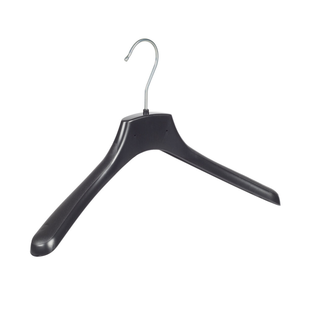 Mantelhanger - Kostuumhanger - Jassenhanger - Volwassenen - FR38 - 20 Stuks - Kunststof - Zwart - Gebogen Model - Schouderverbreding 3,3 cm - 38 cm - Kledinghanger - Kleerhanger - FR-Serie
