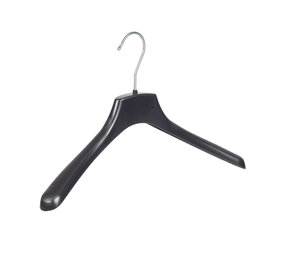Mantelhanger - Kostuumhanger - Jassenhanger - Volwassenen - FR38 - 40 Stuks - Kunststof - Zwart - Gebogen Model - Schouderverbreding 3,3 cm - 38 cm - Kledinghanger - Kleerhanger - FR-Serie
