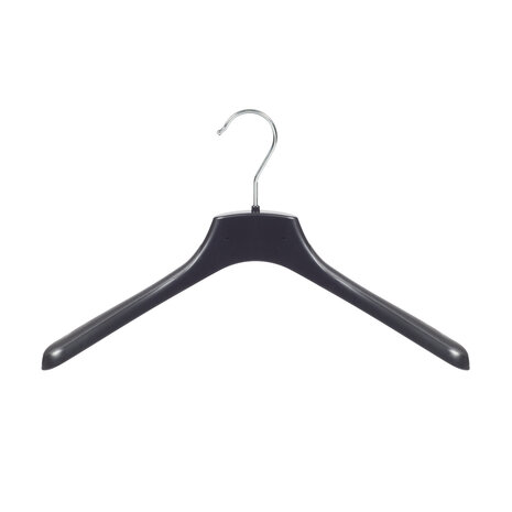 Mantelhanger - Kostuumhanger - Jassenhanger - Volwassenen - FR38 - 40 Stuks - Kunststof - Zwart - Gebogen Model - Schouderverbreding 3,3 cm - 38 cm - Kledinghanger - Kleerhanger - FR-Serie