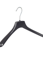 Mantelhanger - Kostuumhanger - Jassenhanger - Volwassenen - FR38 - 50 Stuks - Kunststof - Zwart - Gebogen Model - Schouderverbreding 3,3 cm - 38 cm - Kledinghanger - Kleerhanger - FR-Serie