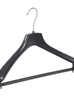 Mantelhanger - Kostuumhanger - Jassenhanger - Volwassenen - FR40 - 50 Stuks - Kunststof - Zwart - Gebogen Model - Schouderverbreding 3,3 cm - Broeklat - 40 cm - Kledinghanger - Kleerhanger - FR-Serie