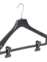 Mantelhanger - Kostuumhanger - Jassenhanger - Volwassenen - FR40 - 20 Stuks - Kunststof - Zwart - Gebogen Model - Schouderverbreding 3,3 cm - Anti-slip Knijpers - 40 cm - Kledinghanger - Kleerhanger - FR-Serie