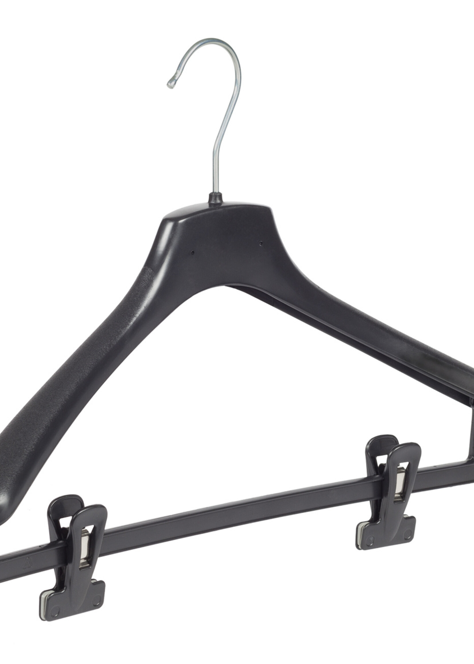 Mantelhanger - Kostuumhanger - Jassenhanger - Volwassenen - FR40 - 20 Stuks - Kunststof - Zwart - Gebogen Model - Schouderverbreding 3,3 cm - Anti-slip Knijpers - 40 cm - Kledinghanger - Kleerhanger - FR-Serie