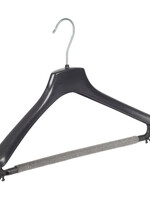 Mantelhanger - Kostuumhanger - Jassenhanger - Volwassenen - FR40 - 40 Stuks - Kunststof - Zwart - Gebogen Model - Schouderverbreding 3,3 cm - Broeklat met Schuim - 40 cm - Kledinghanger - Kleerhanger - FR-Serie