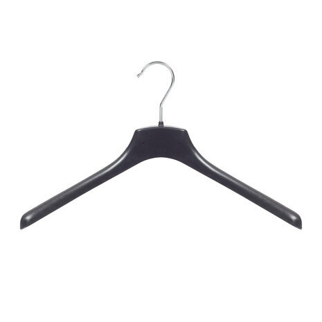 Mantelhanger - Kostuumhanger - Jassenhanger - Volwassenen - FR40 - 10 Stuks - Kunststof - Zwart - Gebogen Model - Schouderverbreding 3,3 cm - 40 cm - Kledinghanger - Kleerhanger - FR-Serie