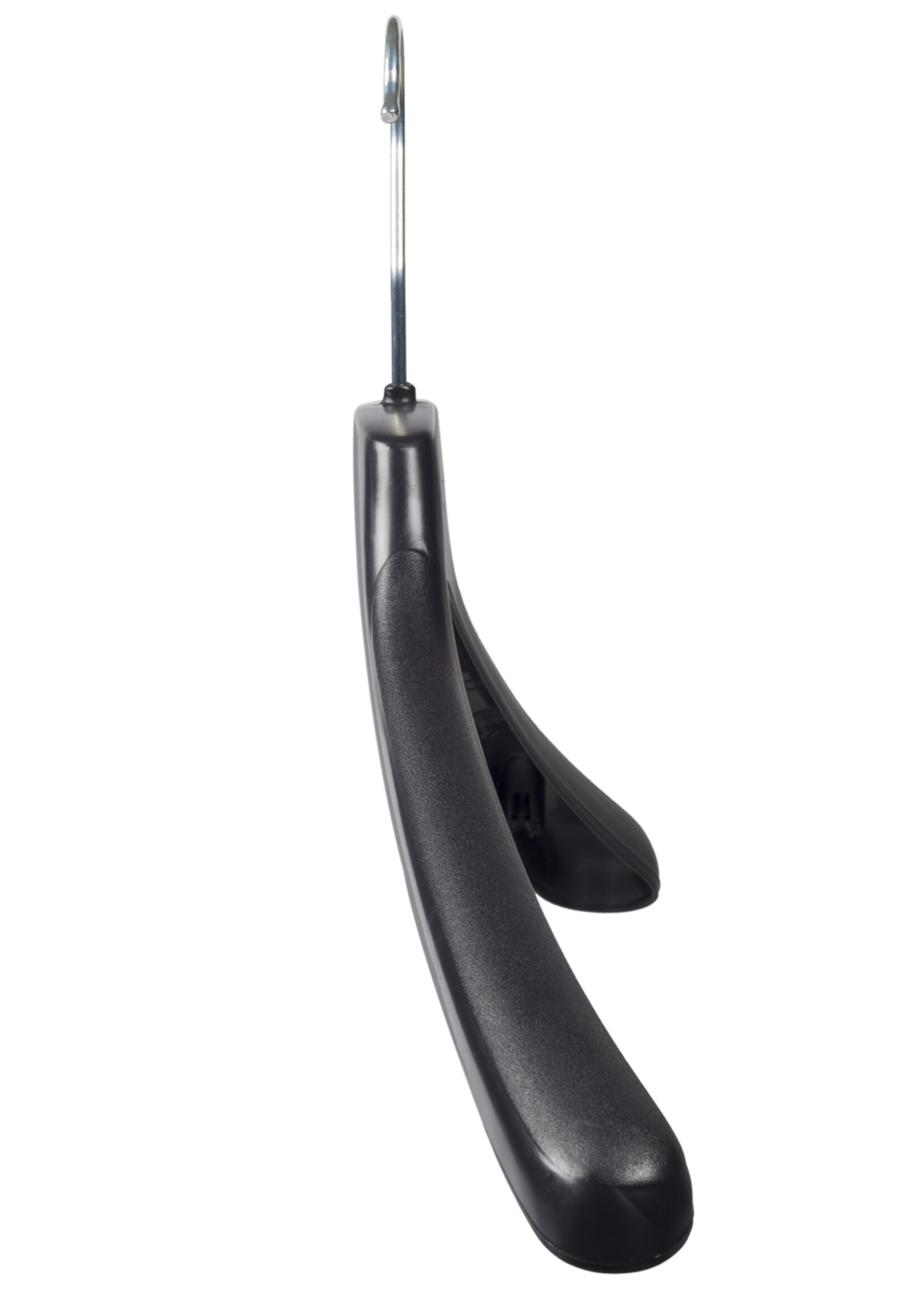 Mantelhanger - Kostuumhanger - Jassenhanger - Volwassenen - FR42 - 20 Stuks - Kunststof - Zwart - Gebogen Model - Schouderverbreding 3,3 cm - Broeklat - 42 cm - Kledinghanger - Kleerhanger - FR-Serie