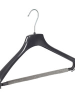 Mantelhanger - Kostuumhanger - Jassenhanger - Volwassenen - FR42 - 30 Stuks - Kunststof - Zwart - Gebogen Model - Schouderverbreding 3,3 cm - Broeklat met Schuim - 42 cm - Kledinghanger - Kleerhanger - FR-Serie