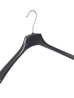 Mantelhanger - Kostuumhanger - Jassenhanger - Volwassenen - FR42 - 10 Stuks - Kunststof - Zwart - Gebogen Model - Schouderverbreding 3,3 cm - 42 cm - Kledinghanger - Kleerhanger - FR-Serie