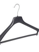 Mantelhanger - Kostuumhanger - Jassenhanger - Volwassenen - FR46 - 20 Stuks - Kunststof - Zwart - Gebogen Model - Schouderverbreding 3,3 cm - Broeklat - 46 cm - Kledinghanger - Kleerhanger - FR-Serie