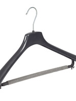 Mantelhanger - Kostuumhanger - Jassenhanger - Volwassenen - FR46 - 40 Stuks - Kunststof - Zwart - Gebogen Model - Schouderverbreding 3,3 cm - Broeklat met Schuim - 46 cm - Kledinghanger - Kleerhanger - FR-Serie