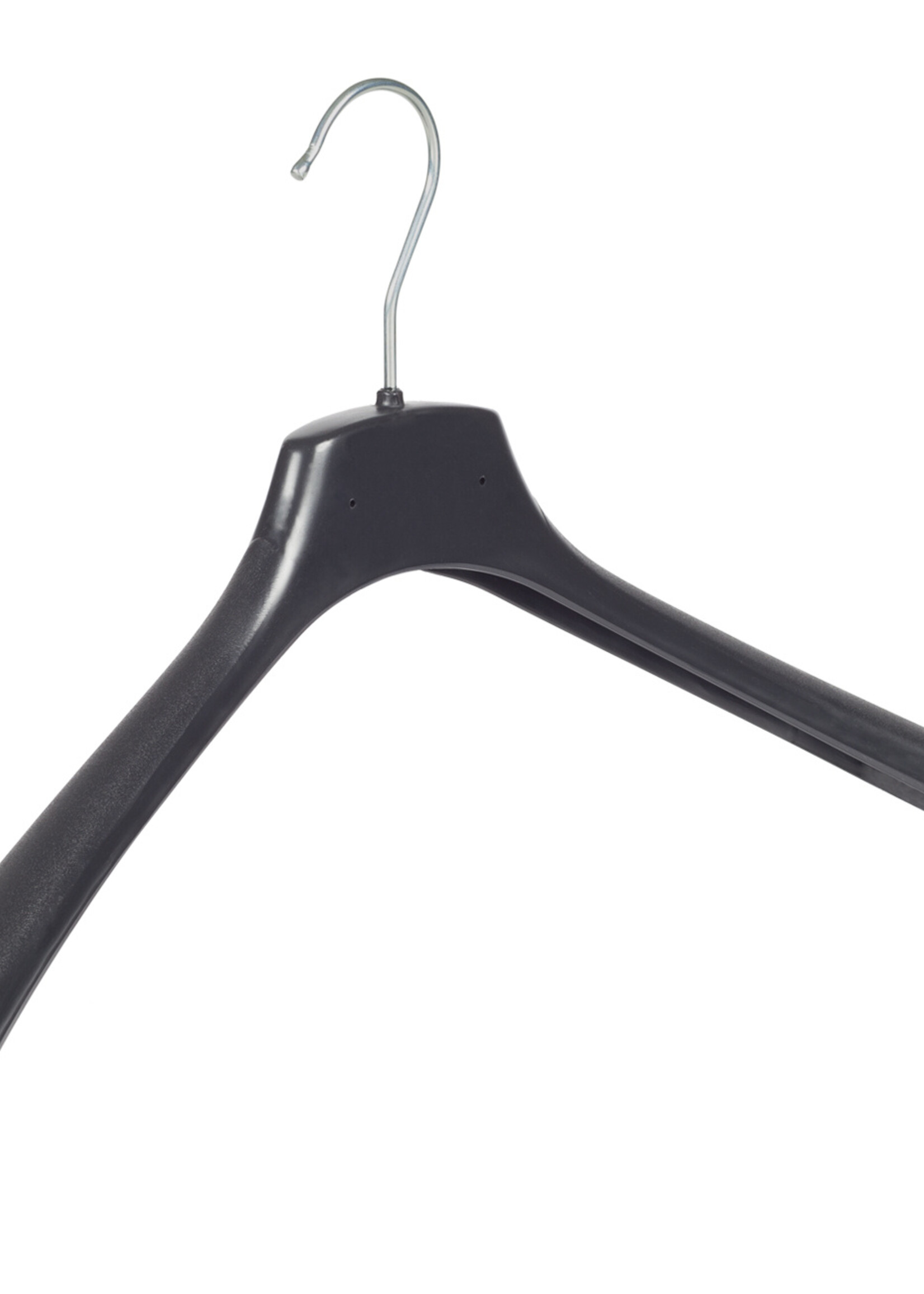 Mantelhanger - Kostuumhanger - Jassenhanger - Volwassenen - FR46 - 10 Stuks - Kunststof - Zwart - Gebogen Model - Schouderverbreding 3,3 cm - 46 cm - Kledinghanger - Kleerhanger - FR-Serie