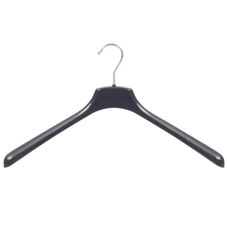 Mantelhanger - Kostuumhanger - Jassenhanger - Volwassenen - FR46 - 20 Stuks - Kunststof - Zwart - Gebogen Model - Schouderverbreding 3,3 cm - 46 cm - Kledinghanger - Kleerhanger - FR-Serie